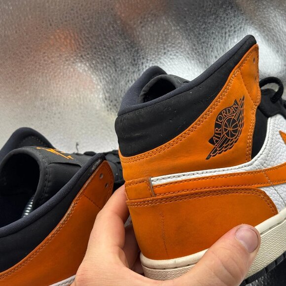 Size 10.5 - Jordan 1 Mid Shattered Backboard White-Starfish Sneaker 554724-058 - Picture 6 of 13